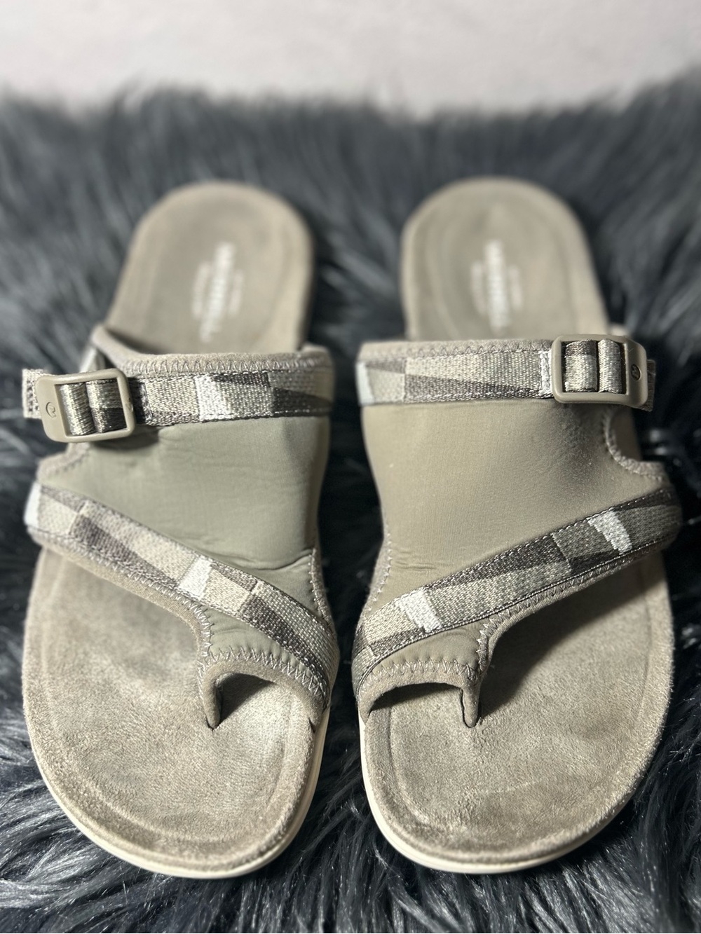 Merrell District 3 Post Brindle Neutral Taupe Slide with Adjustable Buckle Sz 10 - Picture 3 of 10